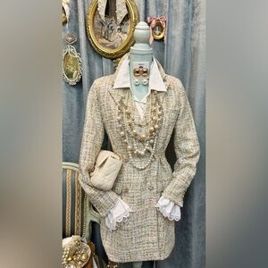 Sold- Ivory Tweed Coat /Dress size S with jewelry